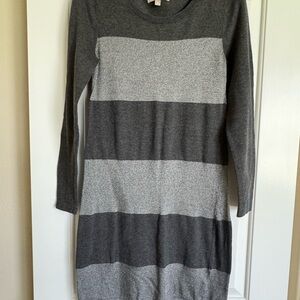 Banana Republic Gray Striped Sweater Dress